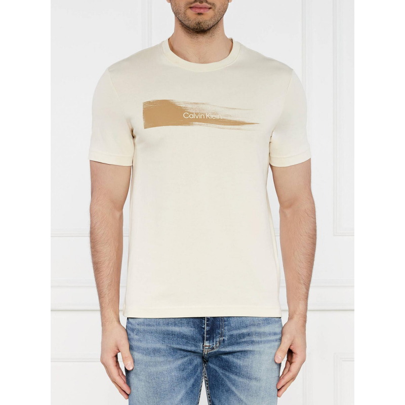 T-shirt brush logo beige homme - Calvin Klein