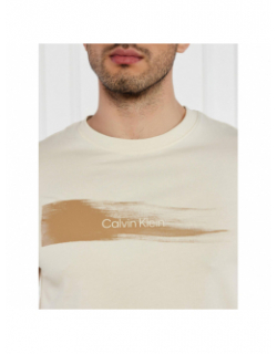 T-shirt brush logo beige homme - Calvin Klein