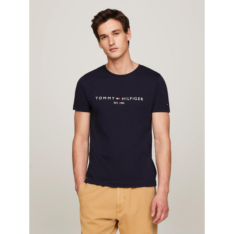 T-shirt slim fit core logo bleu marine homme - Tommy Hilfiger