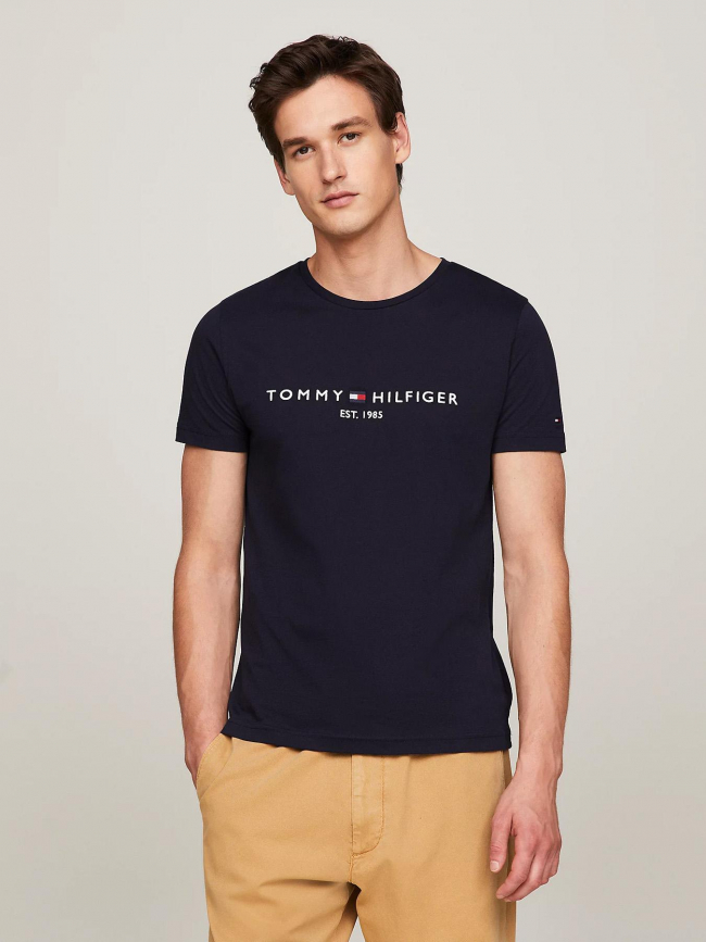 T-shirt slim fit core logo bleu marine homme - Tommy Hilfiger