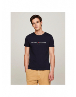 T-shirt slim fit core logo bleu marine homme - Tommy Hilfiger