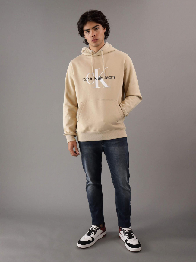 Sweat seasonal monologo beige homme - Calvin Klein Jeans