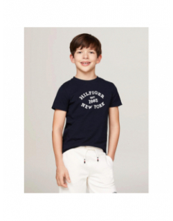 T-shirt monotype flock bleu marine enfant - Tommy Hilfiger