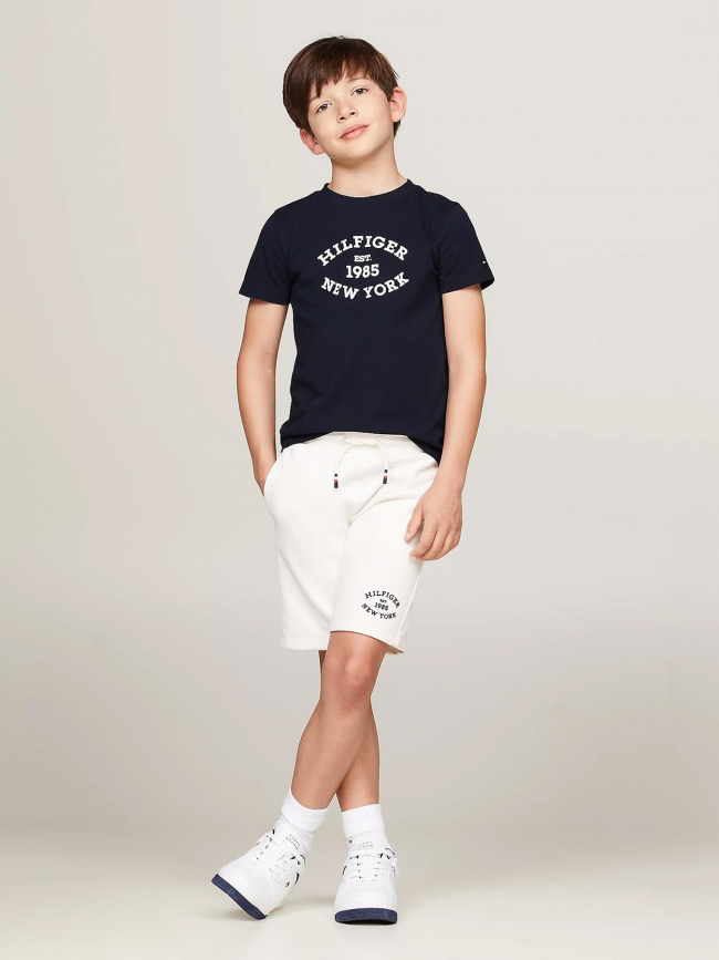 T-shirt monotype flock bleu marine enfant - Tommy Hilfiger