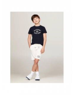 T-shirt monotype flock bleu marine enfant - Tommy Hilfiger