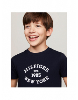 T-shirt monotype flock bleu marine enfant - Tommy Hilfiger