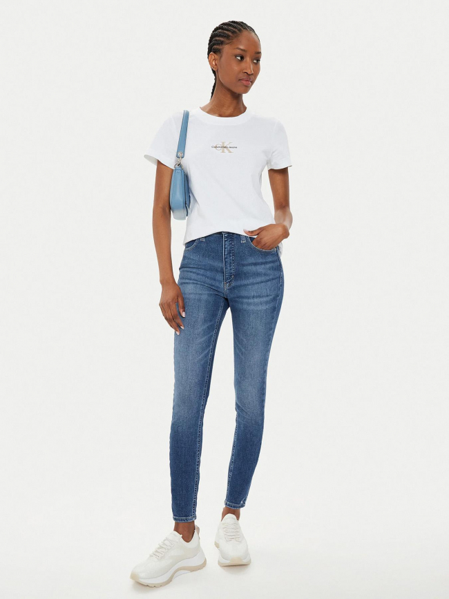 T-shirt monologo slim blanc femme - Calvin Klein Jeans