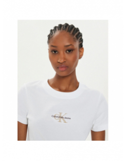 T-shirt monologo slim blanc femme - Calvin Klein Jeans