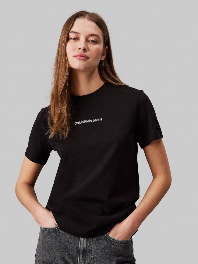 T-shirt institutional straight noir femme - Calvin Klein Jeans