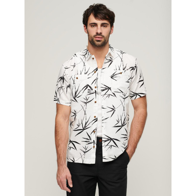 Chemise manches courtes beach bambou blanc homme - Superdry