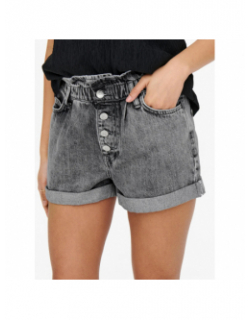 Short cuba paperbag denim gris femme - Only