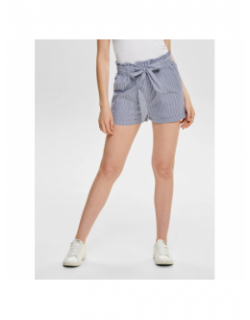 Short smilla belt rayures bleu blanc femme - Only