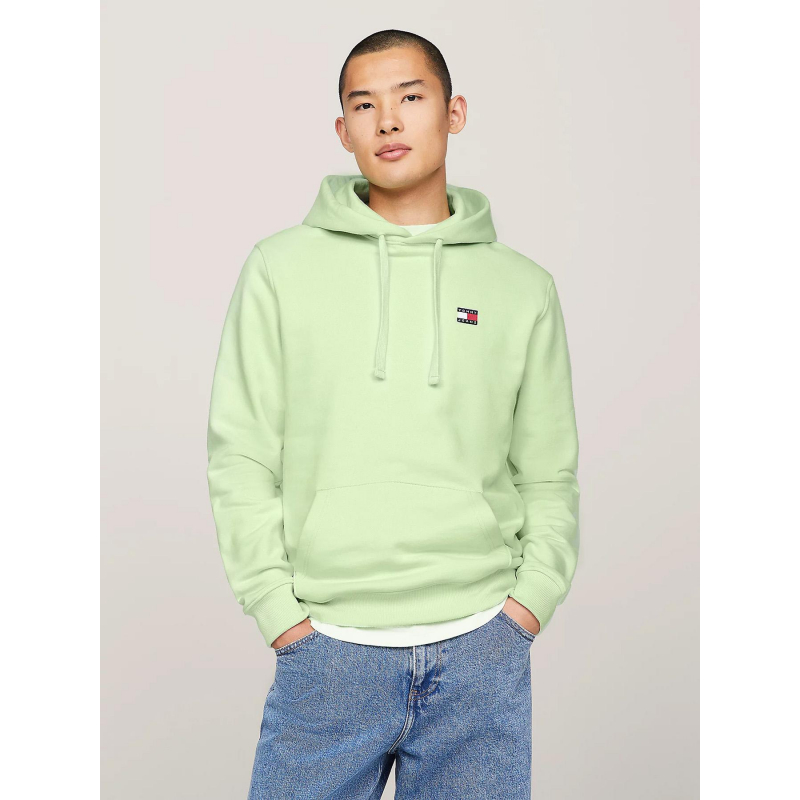 Sweat à capuche regular badge vert homme - Tommy Jeans