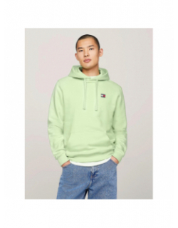 Sweat à capuche regular badge vert homme - Tommy Jeans