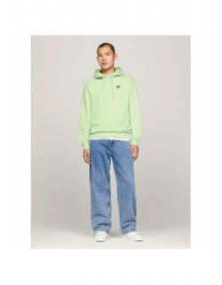 Sweat à capuche regular badge vert homme - Tommy Jeans