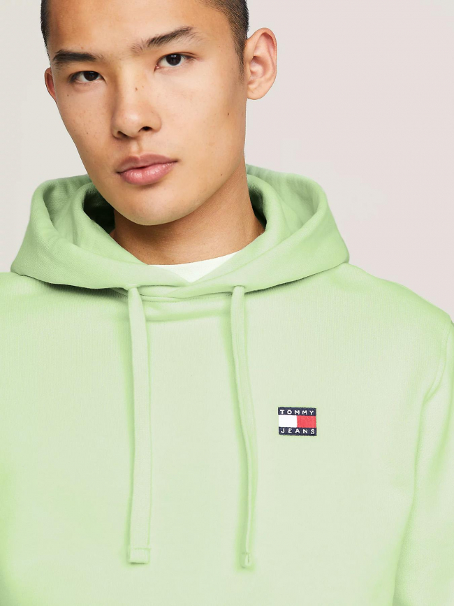 Sweat à capuche regular badge vert homme - Tommy Jeans