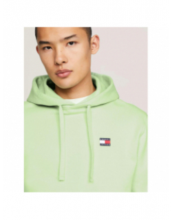 Sweat à capuche regular badge vert homme - Tommy Jeans