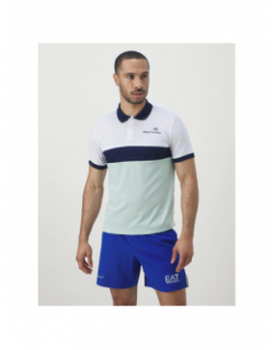 Polo mc elfetta blanc bleu vert homme - Sergio Tacchini