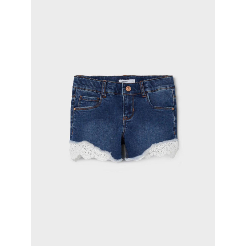 Short en jean salli dentelle bleu fille - Name It