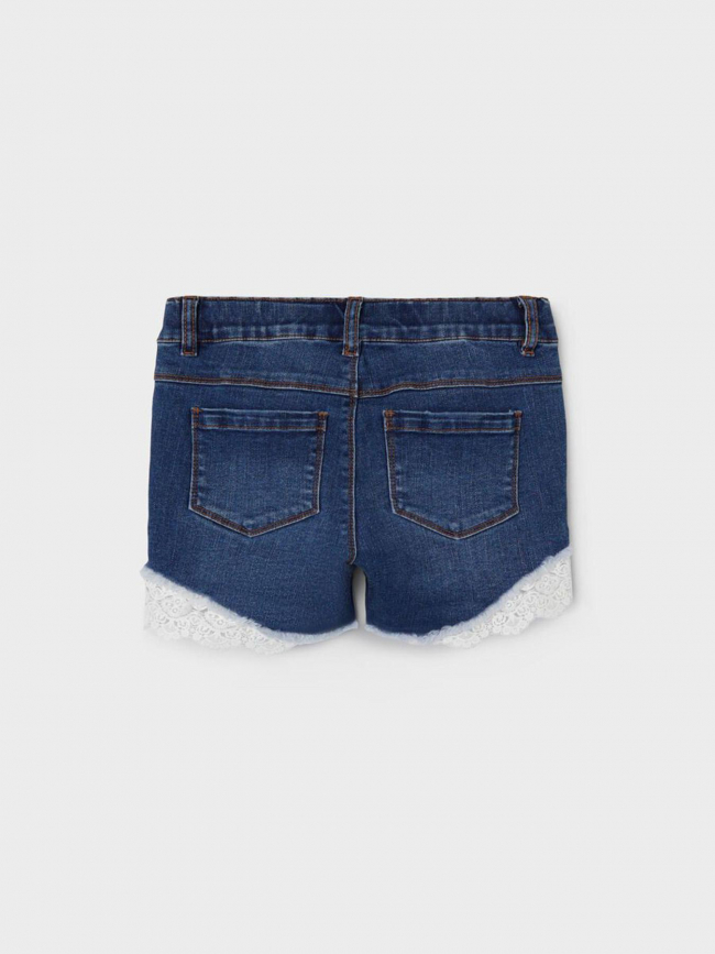 Short en jean salli dentelle bleu fille - Name It