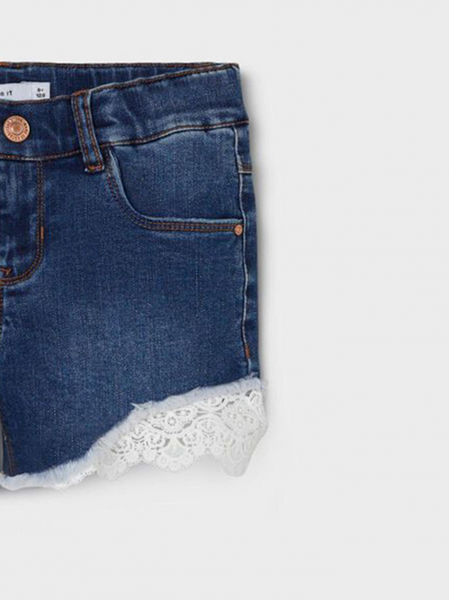 Short en jean salli dentelle bleu fille - Name It