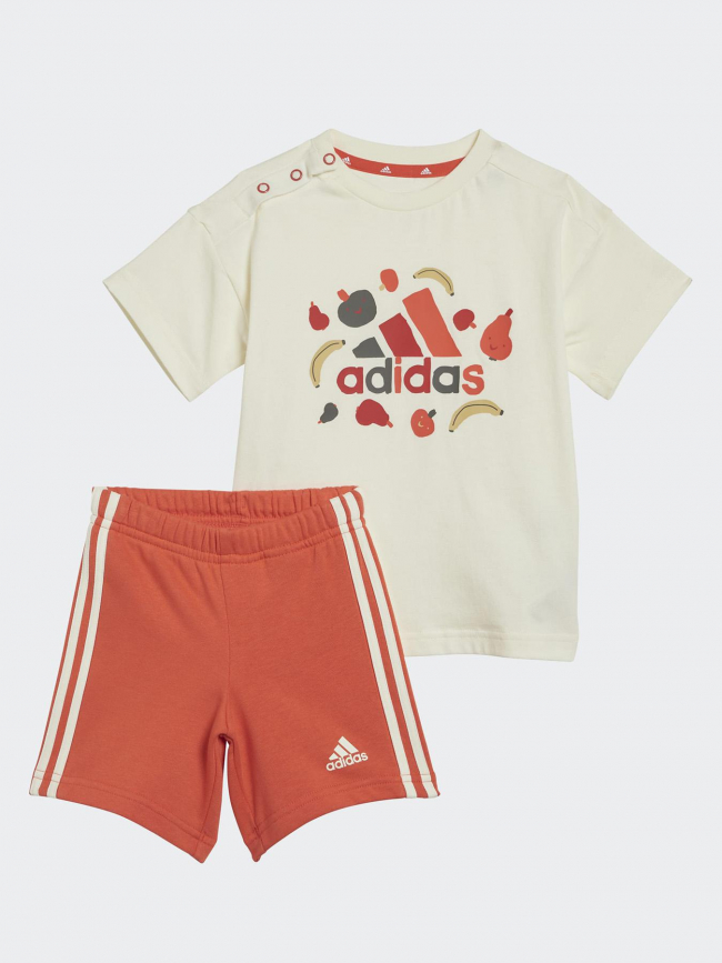Ensemble short + t-shirt fruit logo beige gris enfant - Adidas