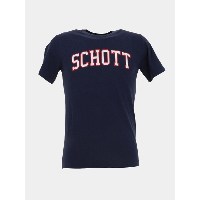 T-shirt jersey logo serigraphie bleu marine homme - Schott