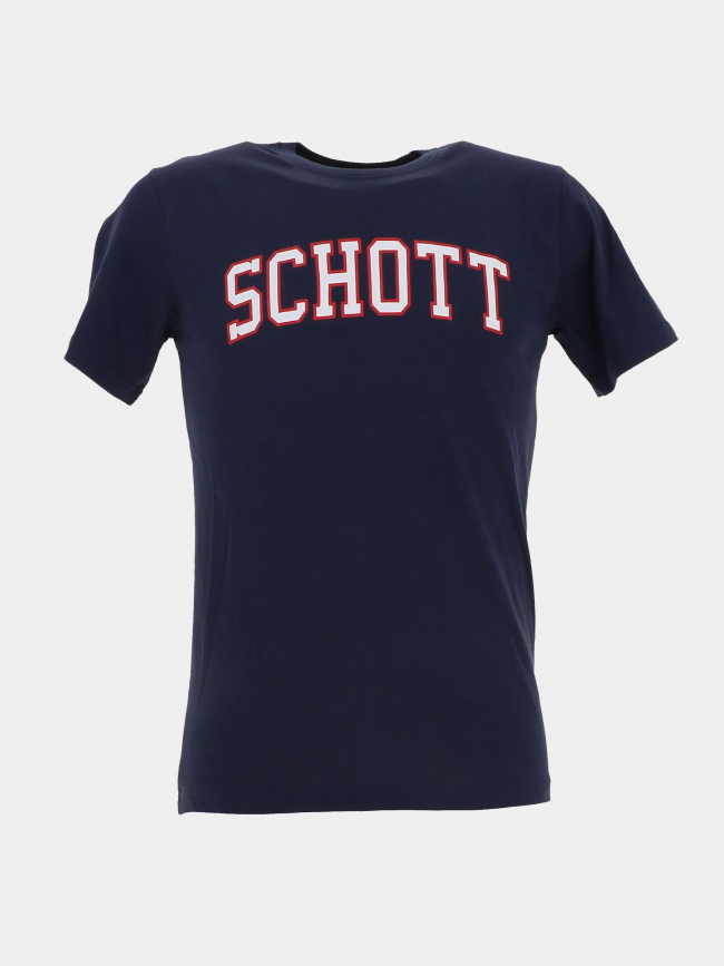 T-shirt jersey logo serigraphie bleu marine homme - Schott