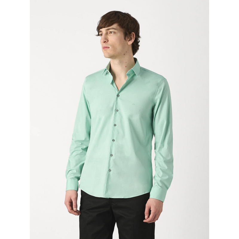 Chemise poplin stretch slim vert d'eau homme - Calvin Klein