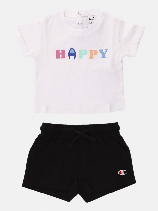 Ensemble t-shirt short happy blanc noir bébé - Champion