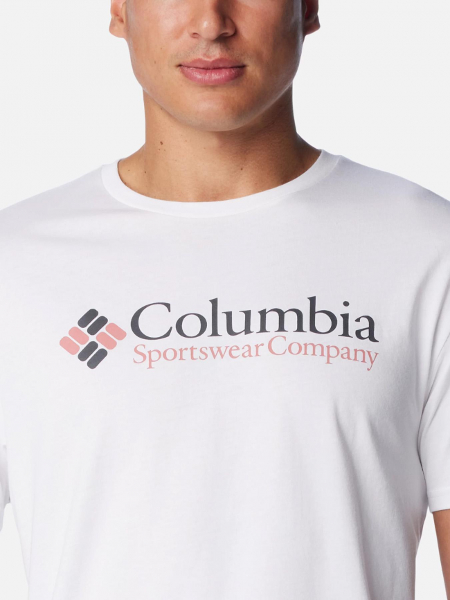 T-shirt basic logo blanc homme - Columbia