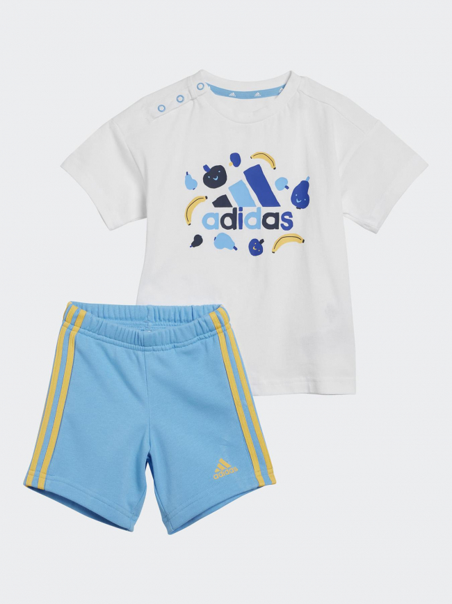 Ensemble short + t-shirt fruit logo blanc/bleu enfant - Adidas