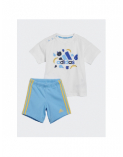 Ensemble short + t-shirt fruit logo blanc/bleu enfant - Adidas