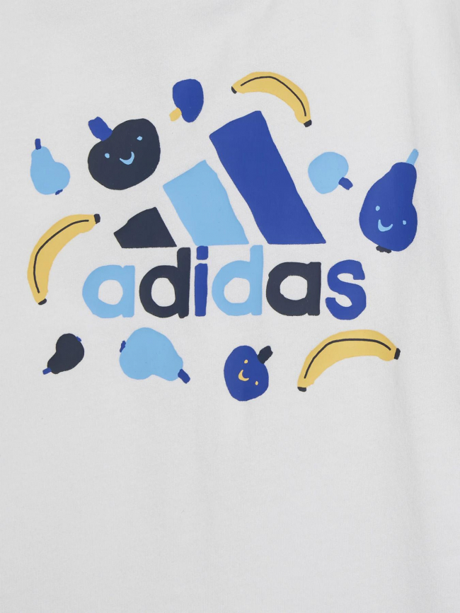 Ensemble short + t-shirt fruit logo blanc/bleu enfant - Adidas