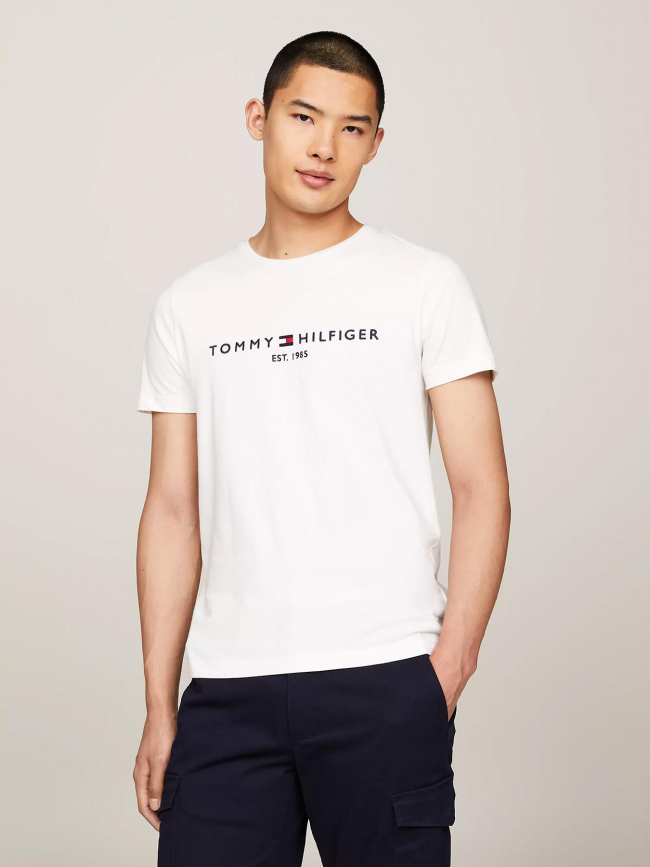 T-shirt uni logo core blanc homme - Tommy Hilfiger