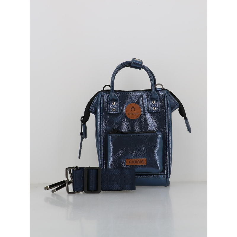 Sac bandoulière nano larissa bleu métallique femme - Cabaïa