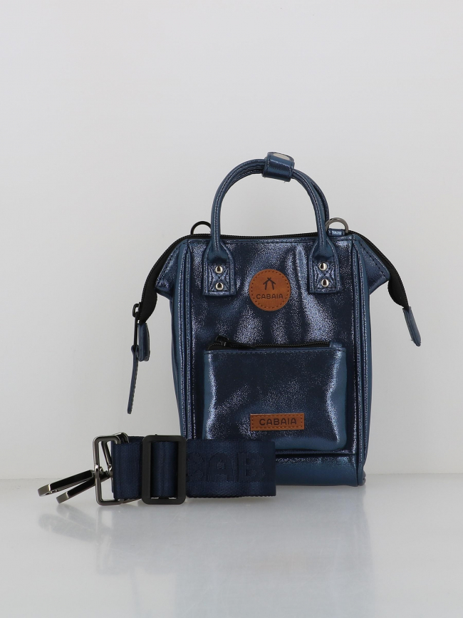 Sac bandoulière nano larissa bleu métallique femme - Cabaïa