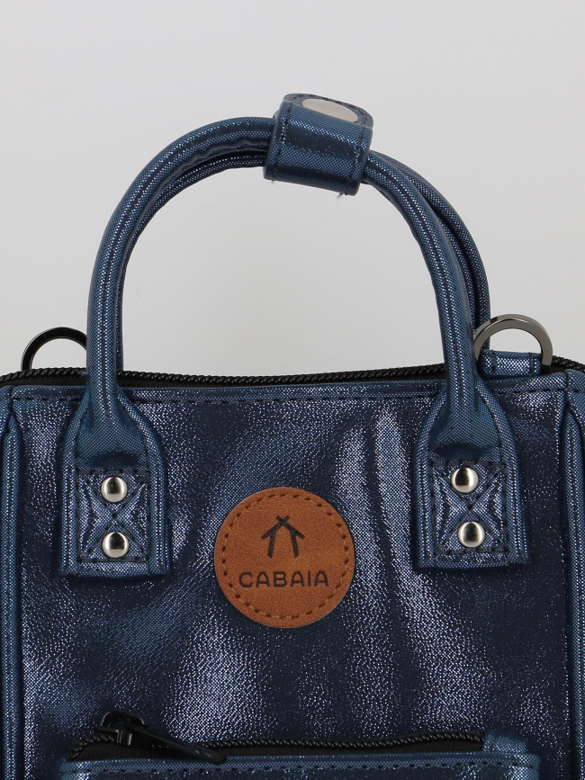 Sac bandoulière nano larissa bleu métallique femme - Cabaïa