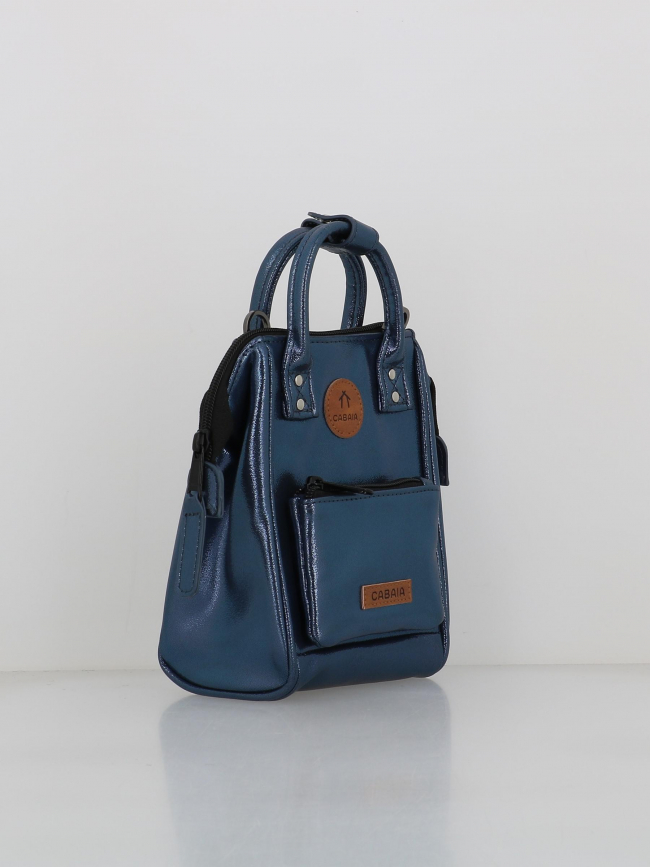 Sac bandoulière nano larissa bleu métallique femme - Cabaïa