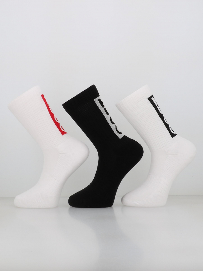 3 paires de chaussettes hautes blanc noir - Hugo
