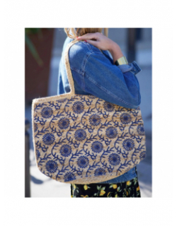 Sac en jute kleo beige femme - Pieces