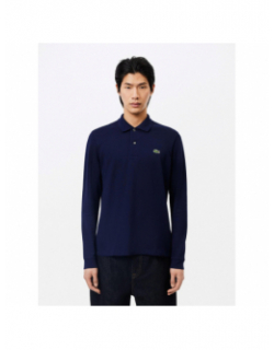 Polo uni manches longues bleu marine homme - Lacoste