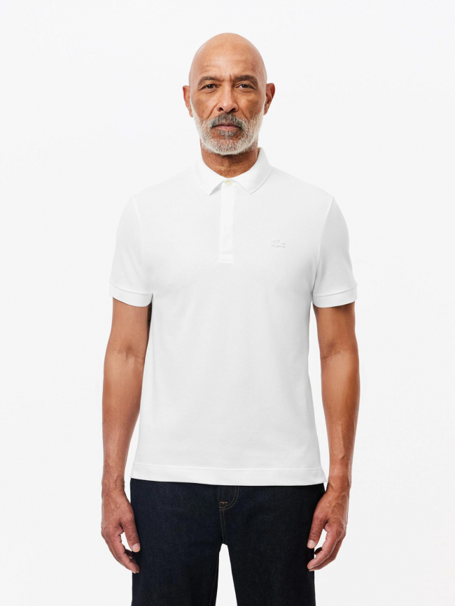 Polo uni regular fit stretch blanc homme - Lacoste