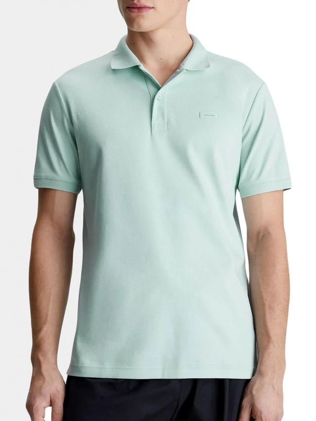 Polo uni slim touch vert homme - Calvin Klein