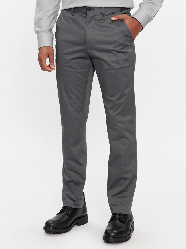 Pantalon slim stretch effet satiné gris homme - Calvin Klein