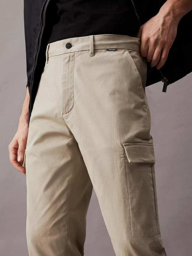 Pantalon tapered modern twill beige homme - Calvin Klein