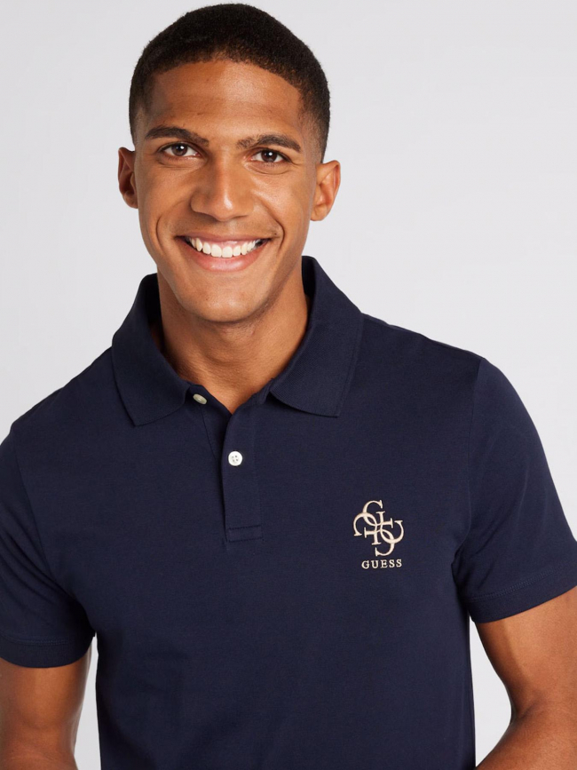 Polo extra slim fit nolan bleu marine homme - Guess