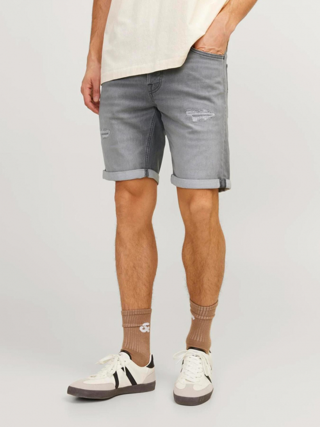 Short en jean rick icon 380 effet usé gris homme - Jack & Jones