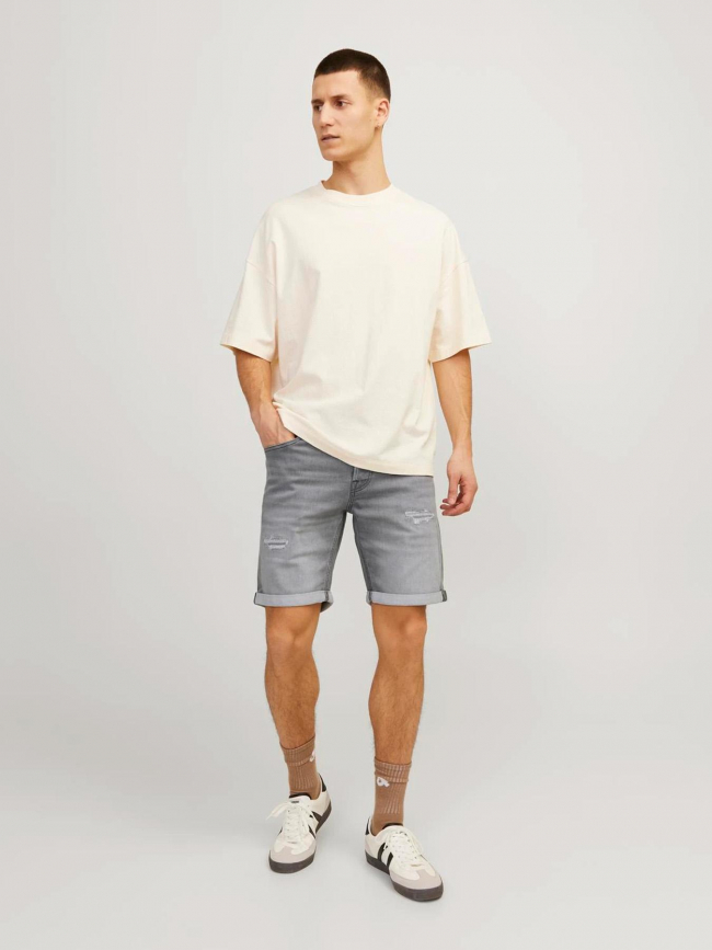 Short en jean rick icon 380 effet usé gris homme - Jack & Jones