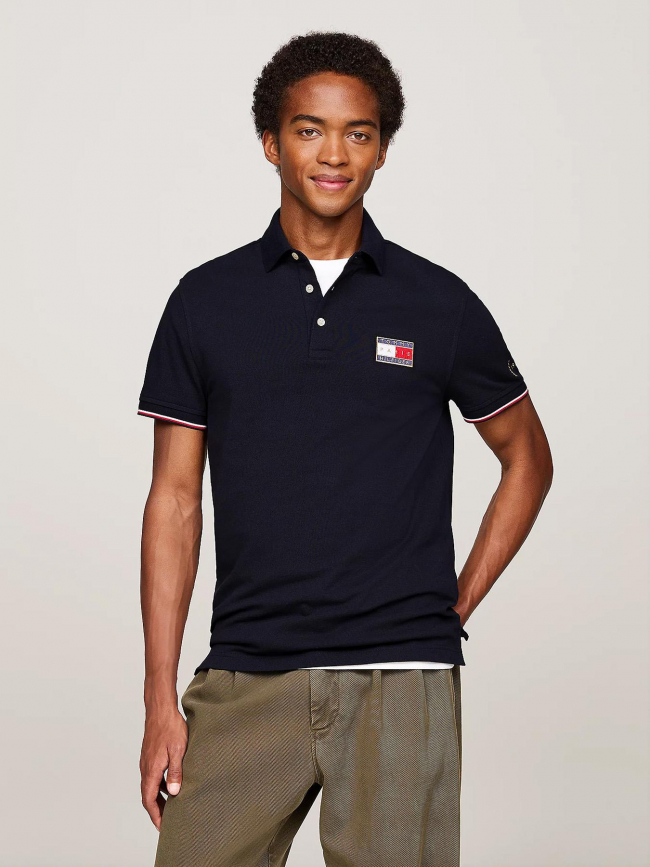 Polo uni flag x paris bleu marine homme - Tommy Hilfiger